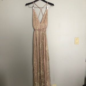 Blush Cream Glitter Maxi Dress